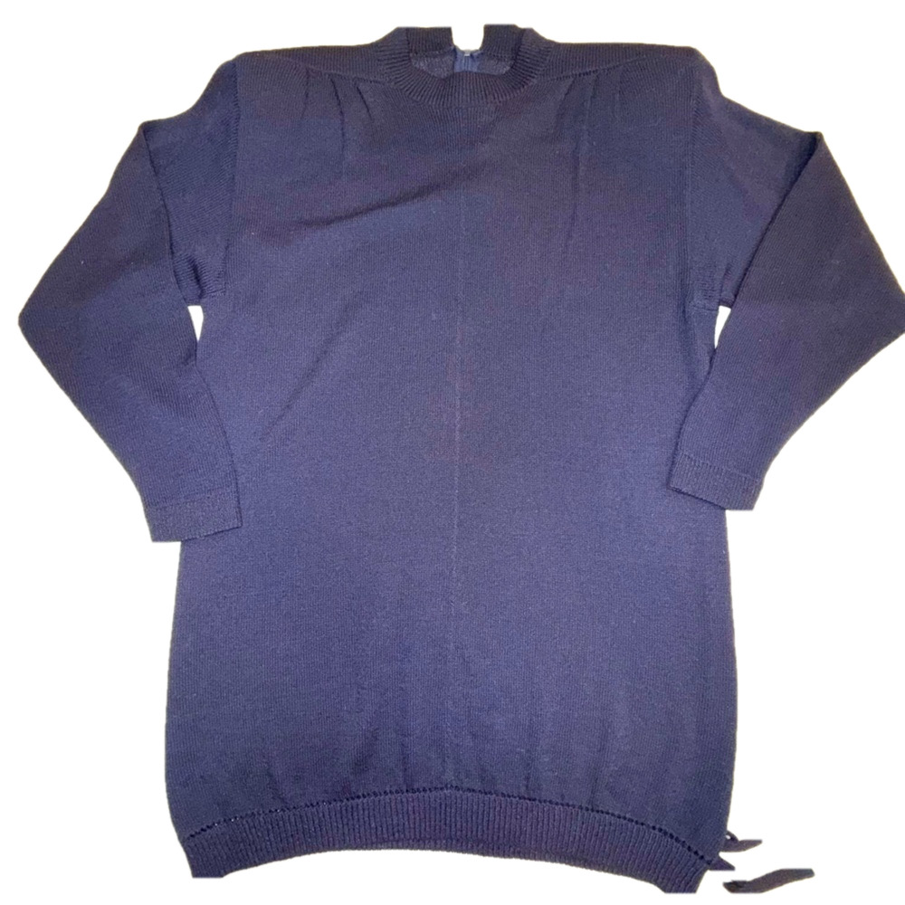 St. John Vintage Tunic Santana Knit Tunic Mini Long sleevee 80s Navy Blue 8 bow